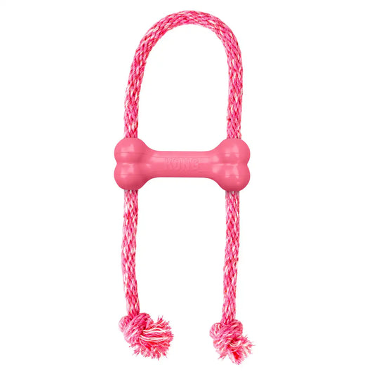 KONG Puppy Goodie Bone w/ Rope Pink